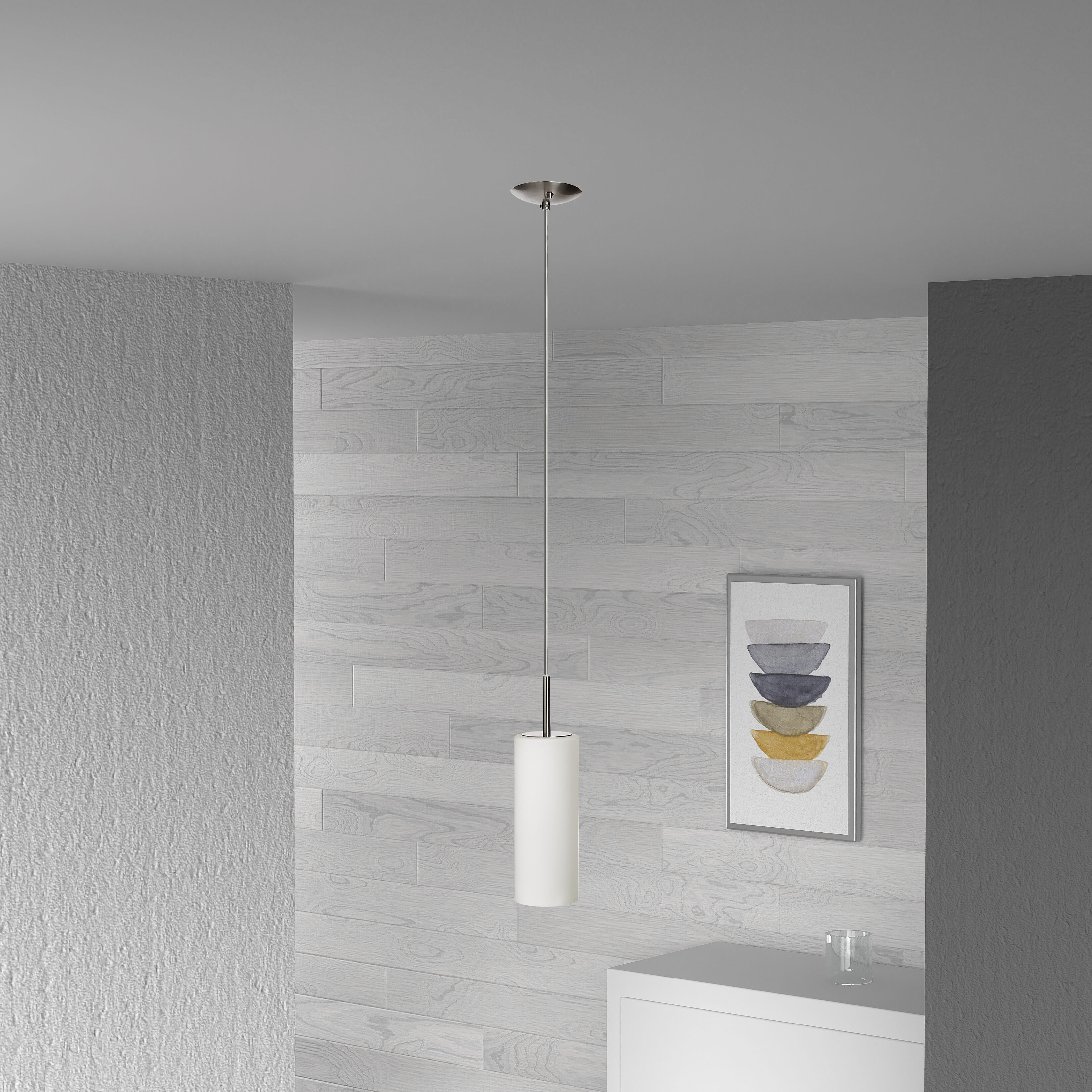 Paza LED 4 inch Satin Chrome with White Pendant Ceiling Light