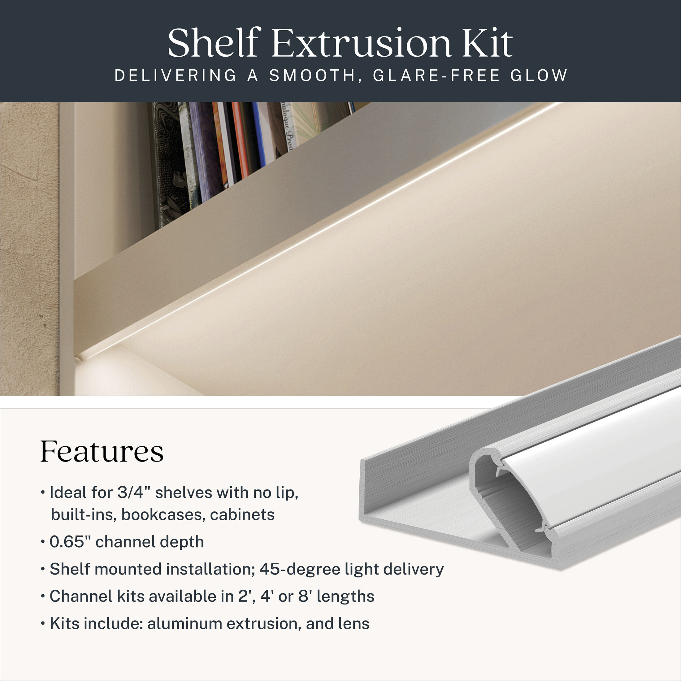 TE Series Silver 96 inch Shelf Extrusion Kit
