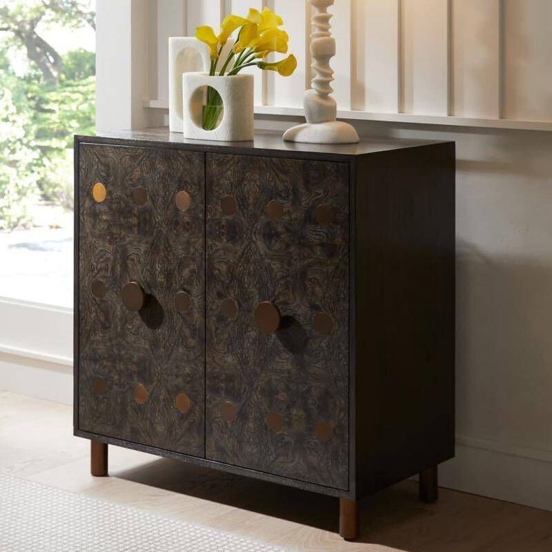 Keanu Truffle Burl and Truffle with Vintage Brass Cabinet