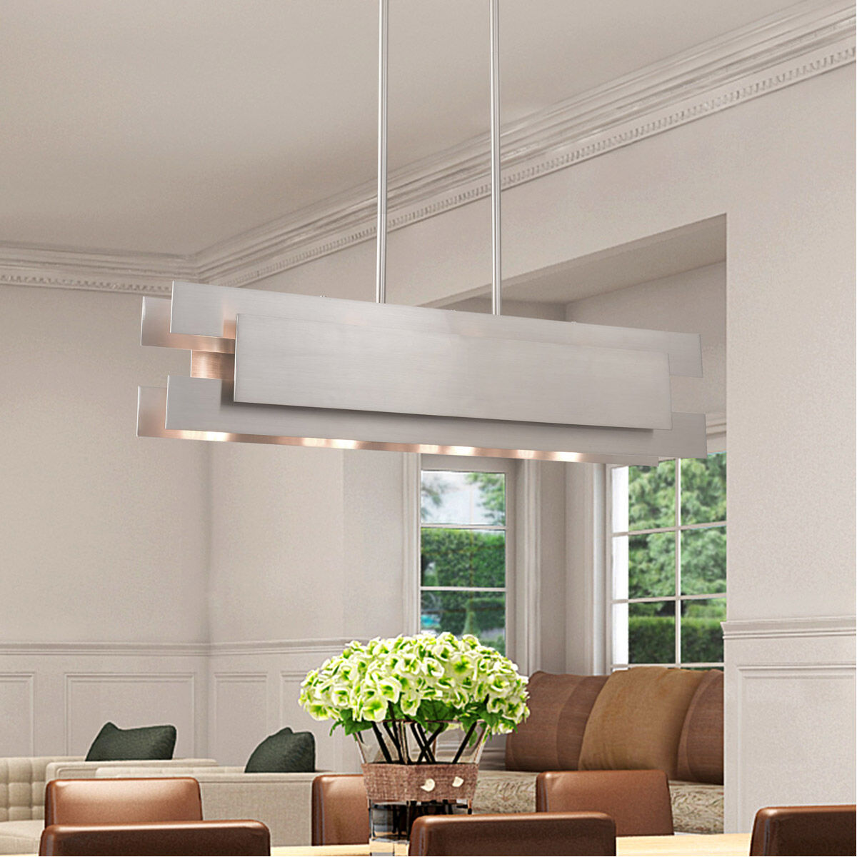 Varick 4 Light 36 inch Brushed Nickel Linear Chandelier Ceiling Light