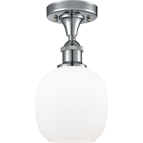 Ballston Belfast 1 Light 6 inch Polished Chrome Semi-Flush Mount Ceiling Light in Matte White Glass, Ballston