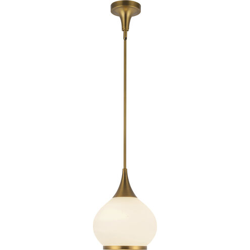 Alora Mood Hazel 1 Light 10.13 inch Aged Gold Pendant Ceiling Light in Opal Glass