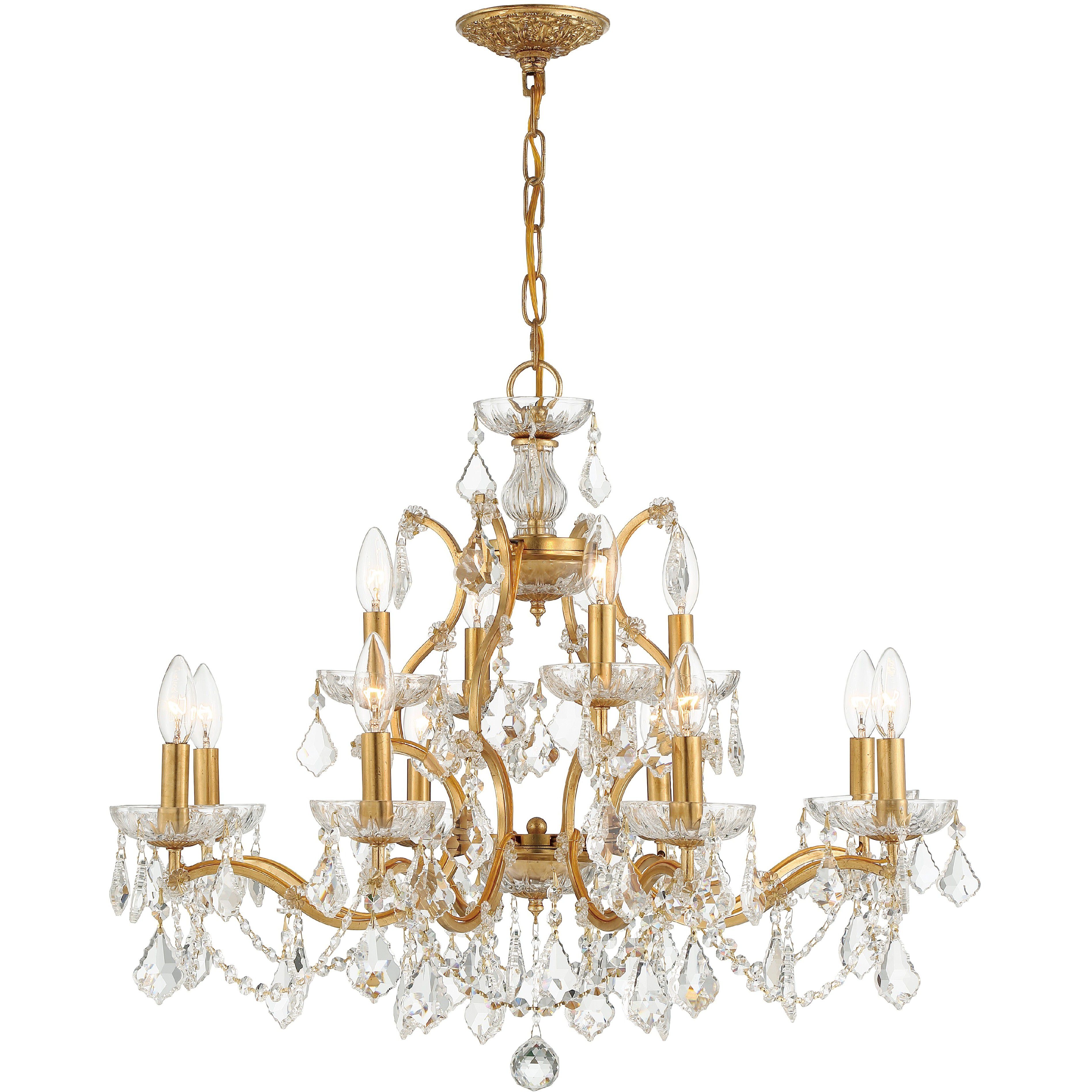 Filmore 12 Light 29 inch Antique Gold Chandelier Ceiling Light in Clear Swarovski Strass