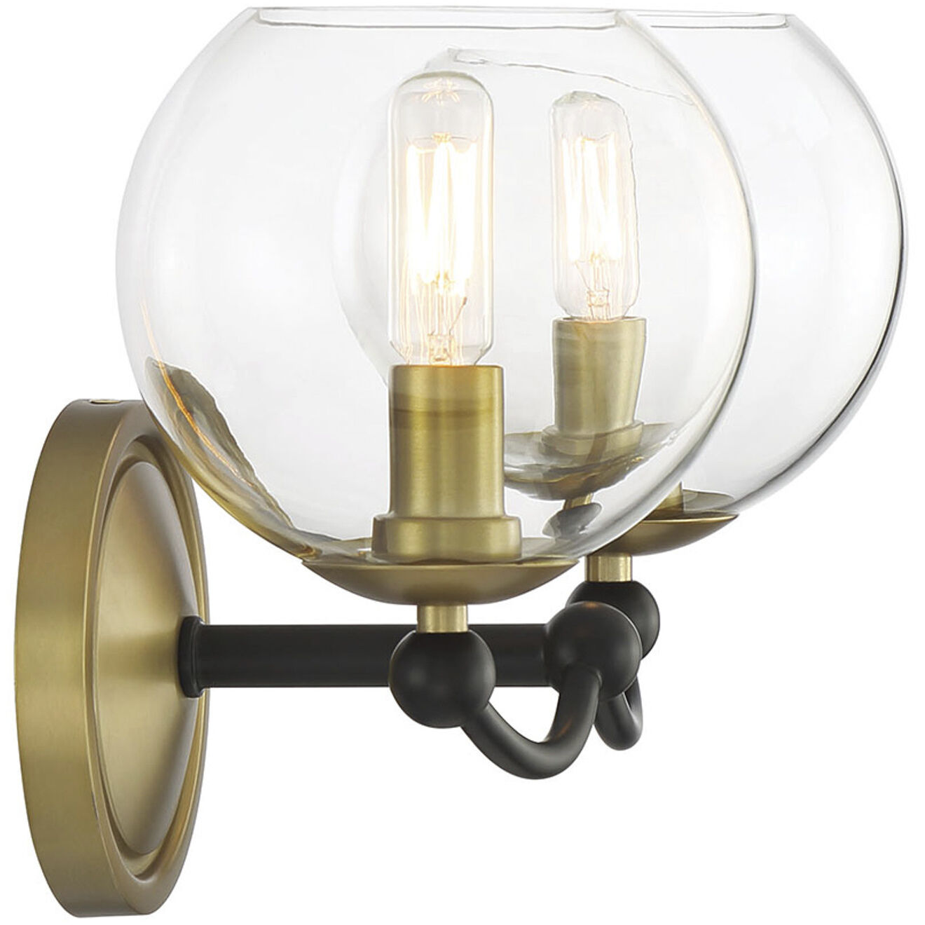 Vantage Kearney Park 2 Light 14 inch Coal and Soft Brass Bath Vanity Wall Light