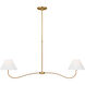 C&M by Chapman & Myers Laguna 2 Light 51.5 inch Burnished Brass Linear Chandelier Ceiling Light