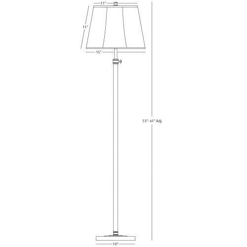 Bruno 53 inch 150 watt Lead Bronze with Ebonized Nickel Floor Lamp Portable Light in Ivory Microfiber Empire