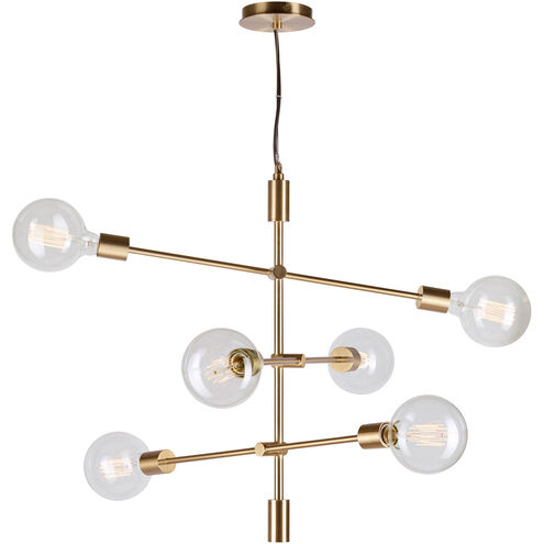 Baton 6 Light 24 inch Soft Gold Chandelier Ceiling Light