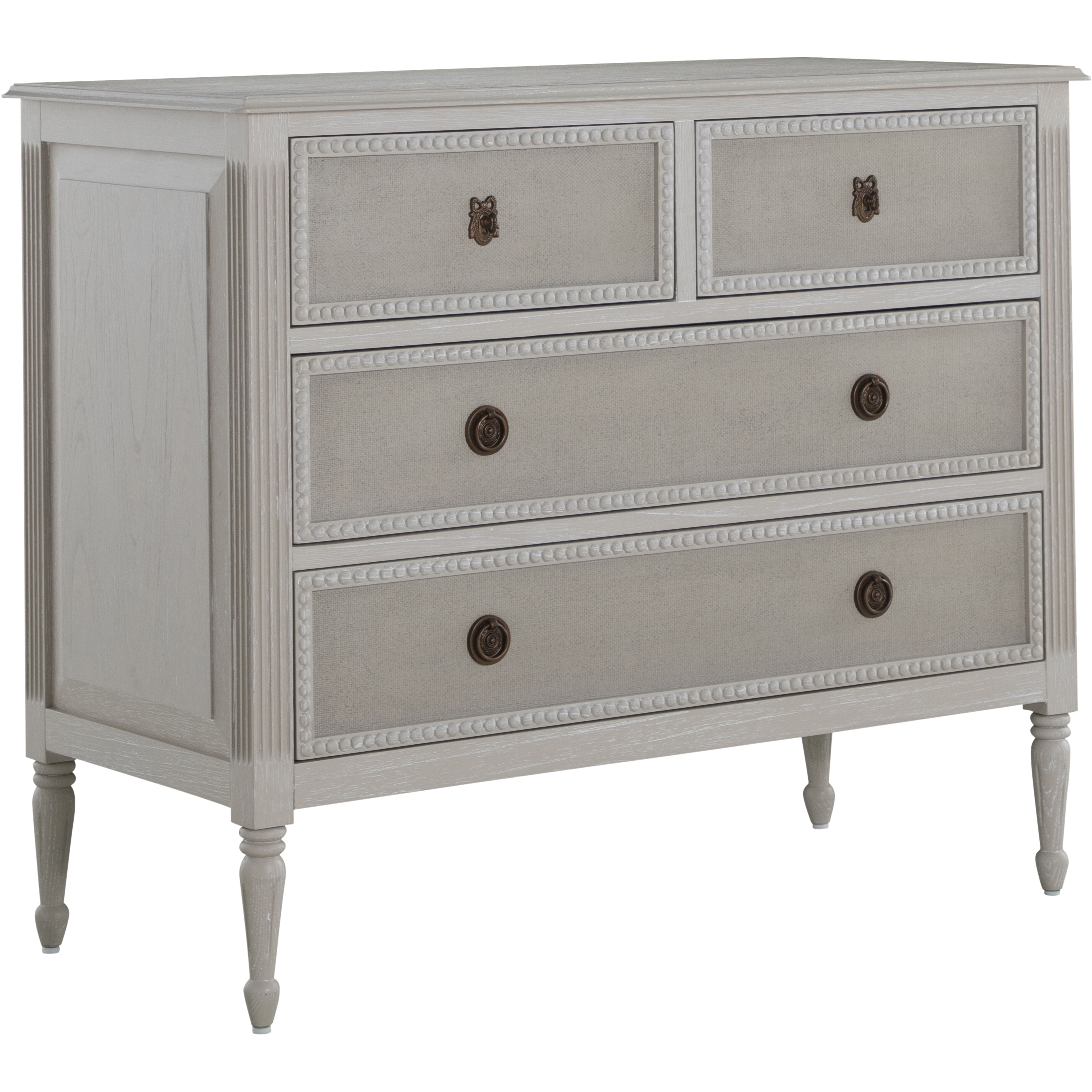 Caroline Cerused White and Painted Burlap Chest