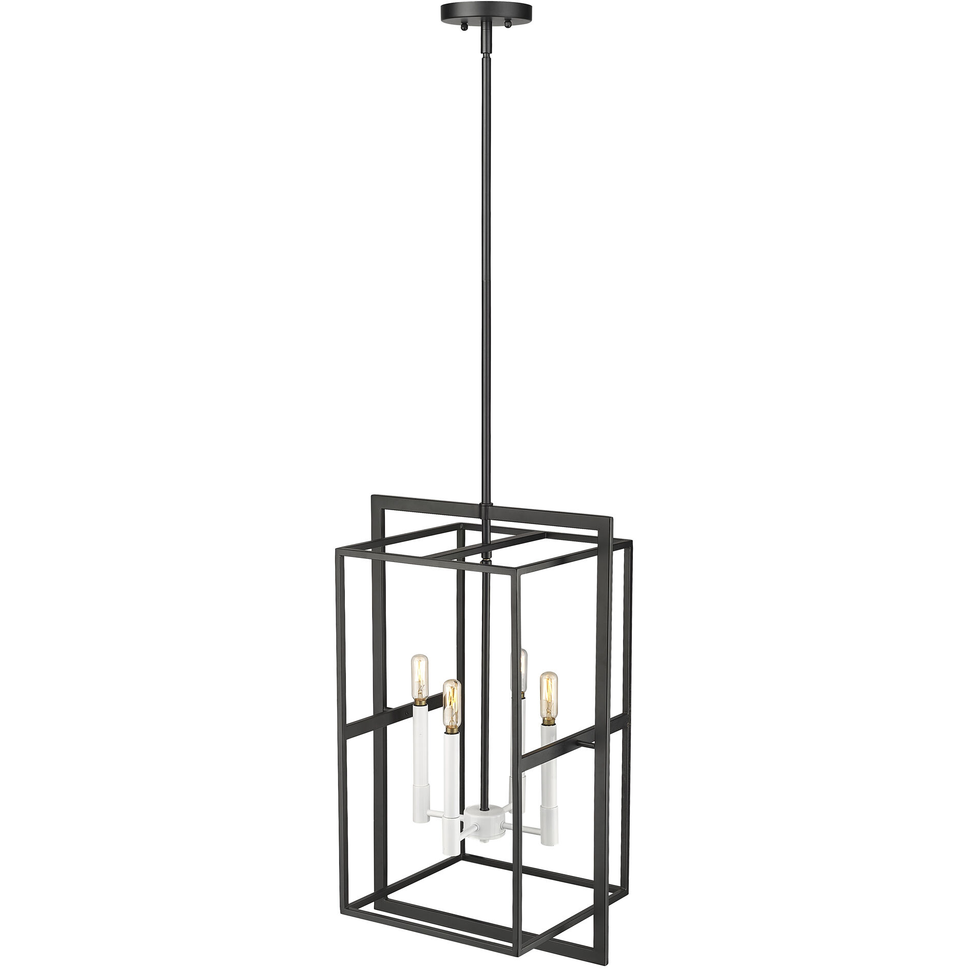 Milbank 4 Light 16 inch Black with White Candle Sleeves Pendant Ceiling Light