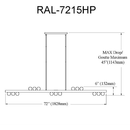 Raleigh 15 Light 72 inch Matte Black Horizontal Pendant Ceiling Light