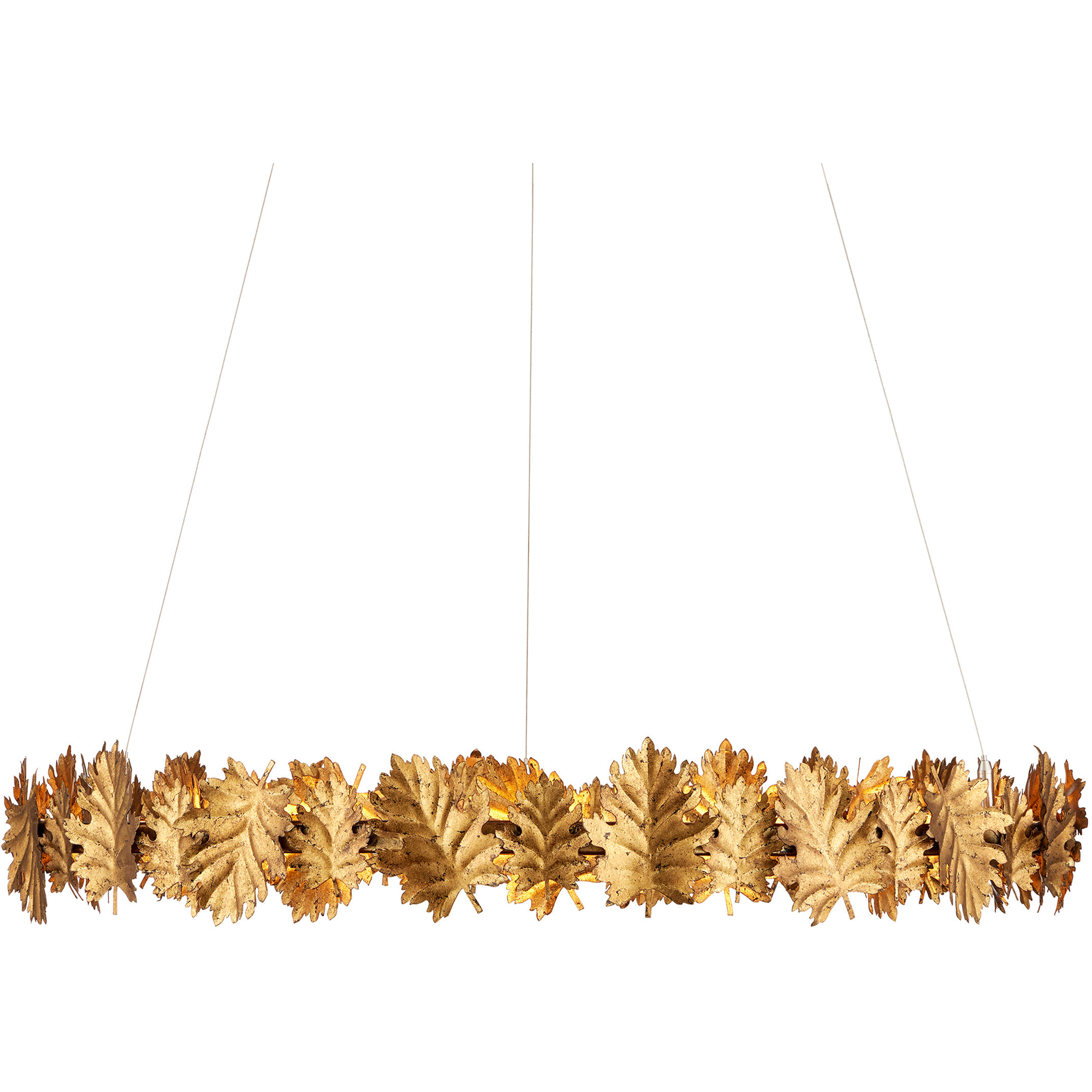 English Oak 1 Light 32.5 inch Gold Leaf Chandelier Ceiling Light