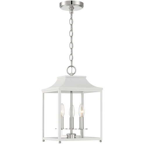Transitional 3 Light 10 inch White with Polished Nickel Pendant Ceiling Light
