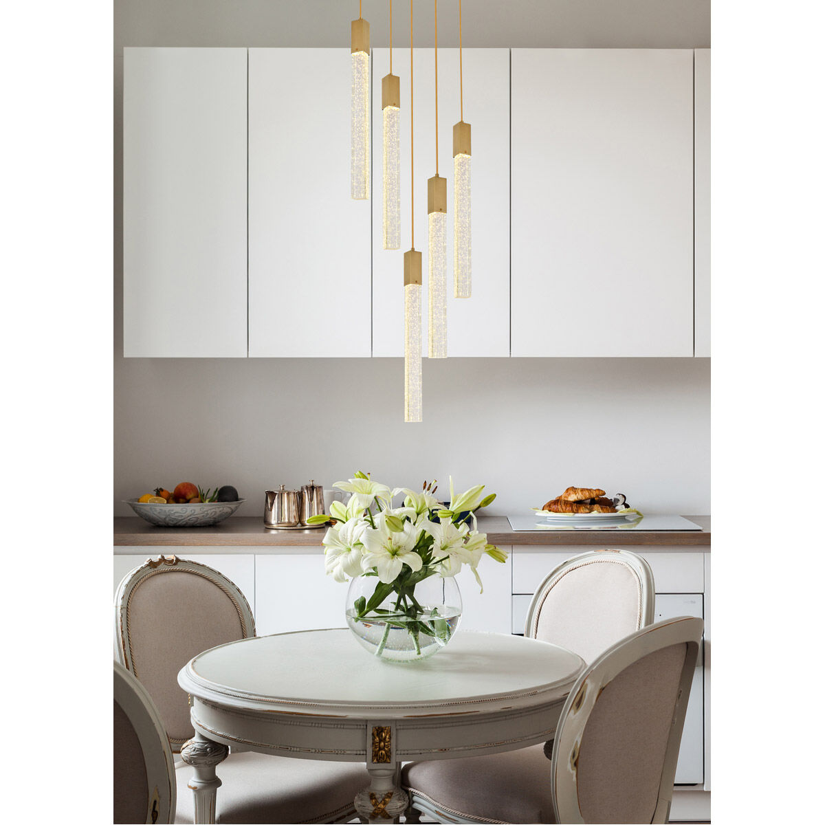 Weston 5 Light 20 inch Satin Gold Pendant Ceiling Light