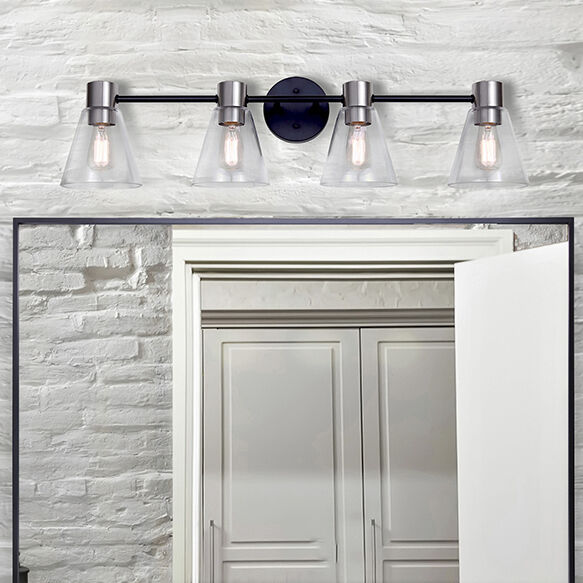 Davina 4 Light 32.5 inch Black/Brushed Nickel Vanity Light Wall Light