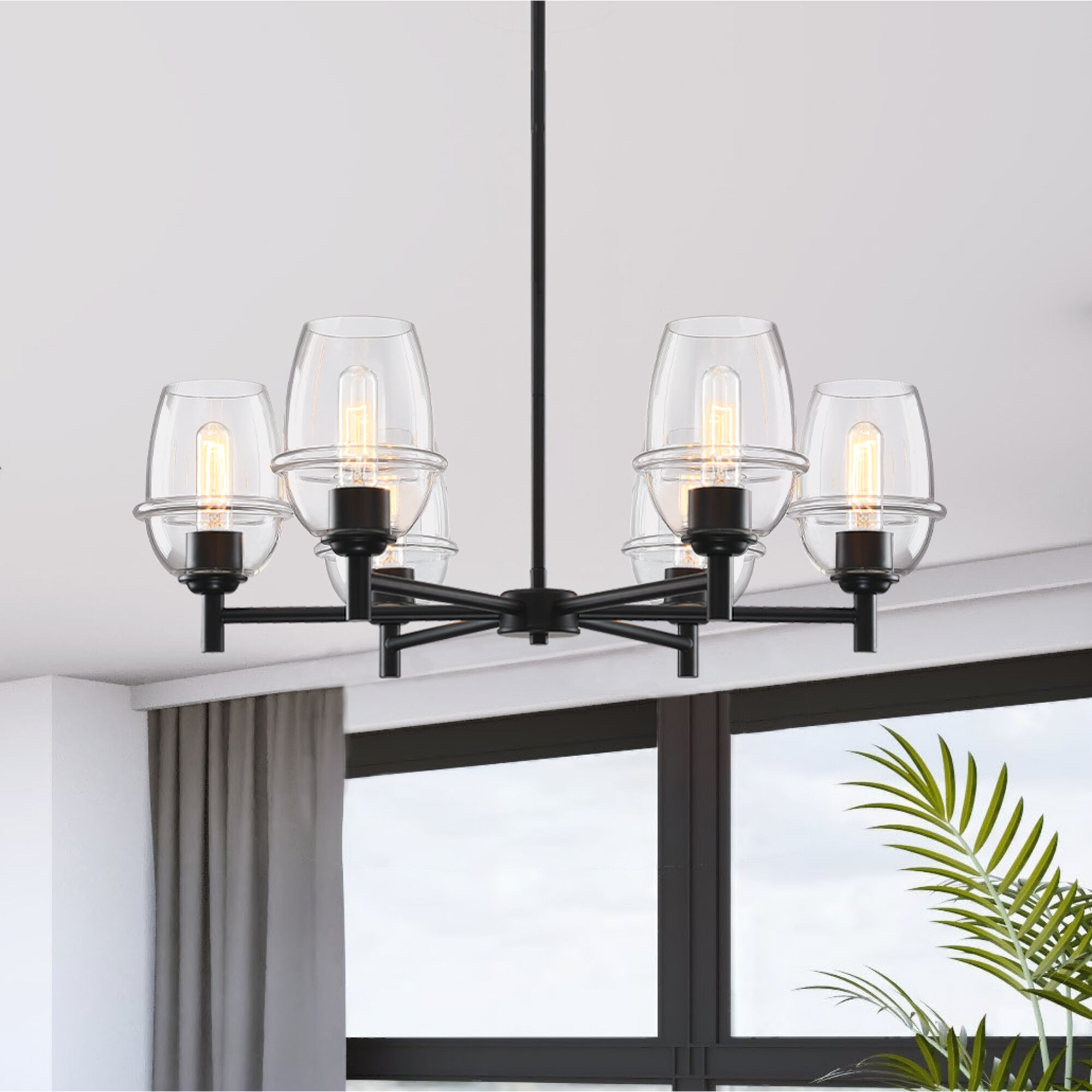 Summer Jazz 6 Light 28 inch Matte Black Chandelier Ceiling Light