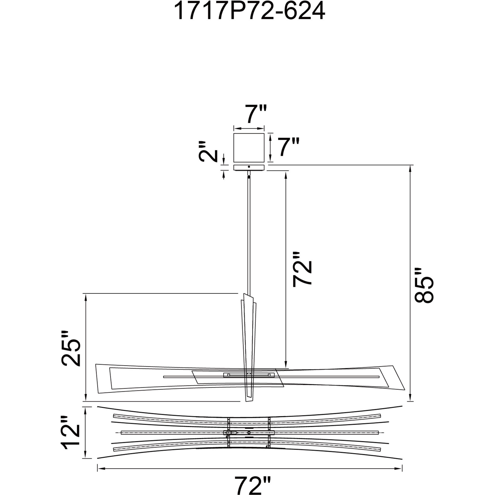 Solara LED 72 inch Brass Chandelier Ceiling Light
