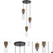 Spheroid 3 Light 13 inch Black and Wood Pendant Ceiling Light