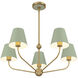 Xavier 5 Light 28 inch Vibrant Gold Chandelier Ceiling Light in Vibrant Gold and Green