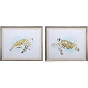 Sea Turtle Study 25 X 21 inch Watercolor Prints, Set of 2