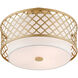 Arabesque 3 Light 15 inch Soft Gold Semi-Flush Mount Ceiling Light