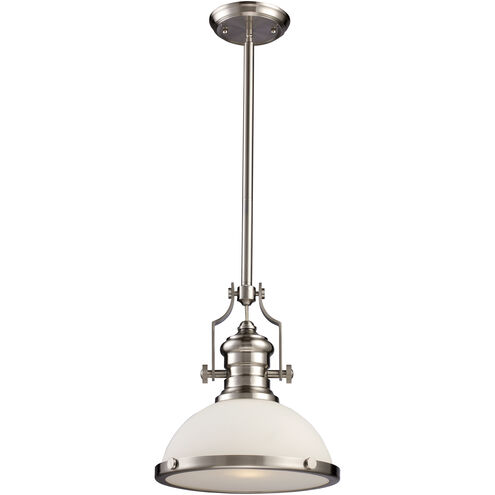Chadwick 1 Light 13 inch Satin Nickel with White Pendant Ceiling Light in Incandescent