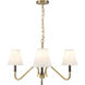 Alora Mood Sloan 3 Light 30 inch Brushed Gold and White Linen Chandelier Ceiling Light