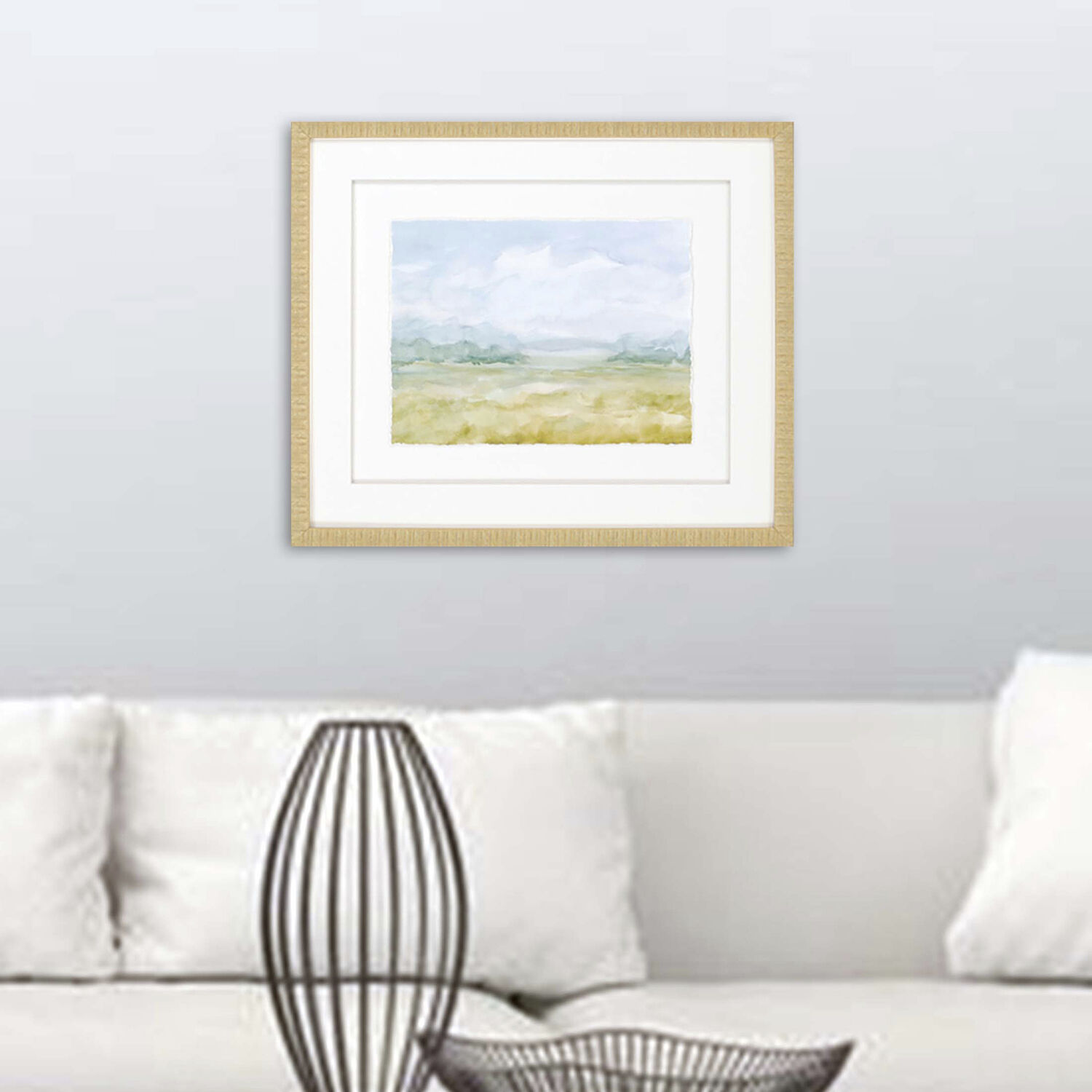 Watercolour Green and Turquoise and Yellow and Blue Framed Art