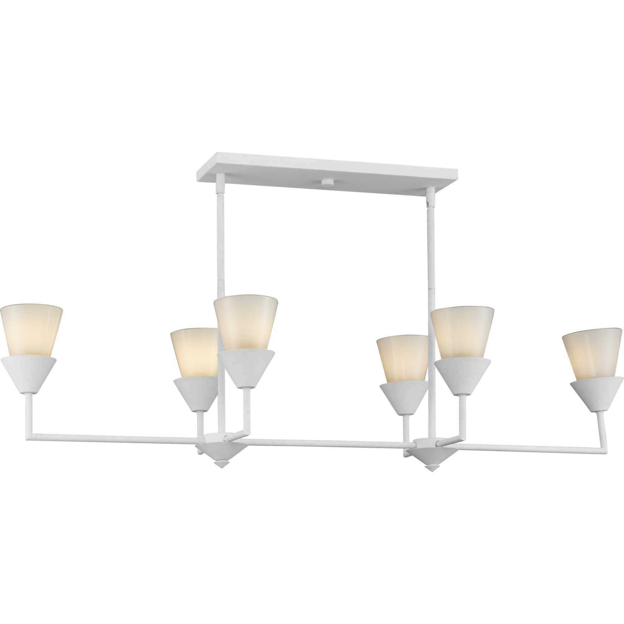 Pinellas 6 Light 50 inch White Plaster Linear Chandelier Ceiling Light, Design Series