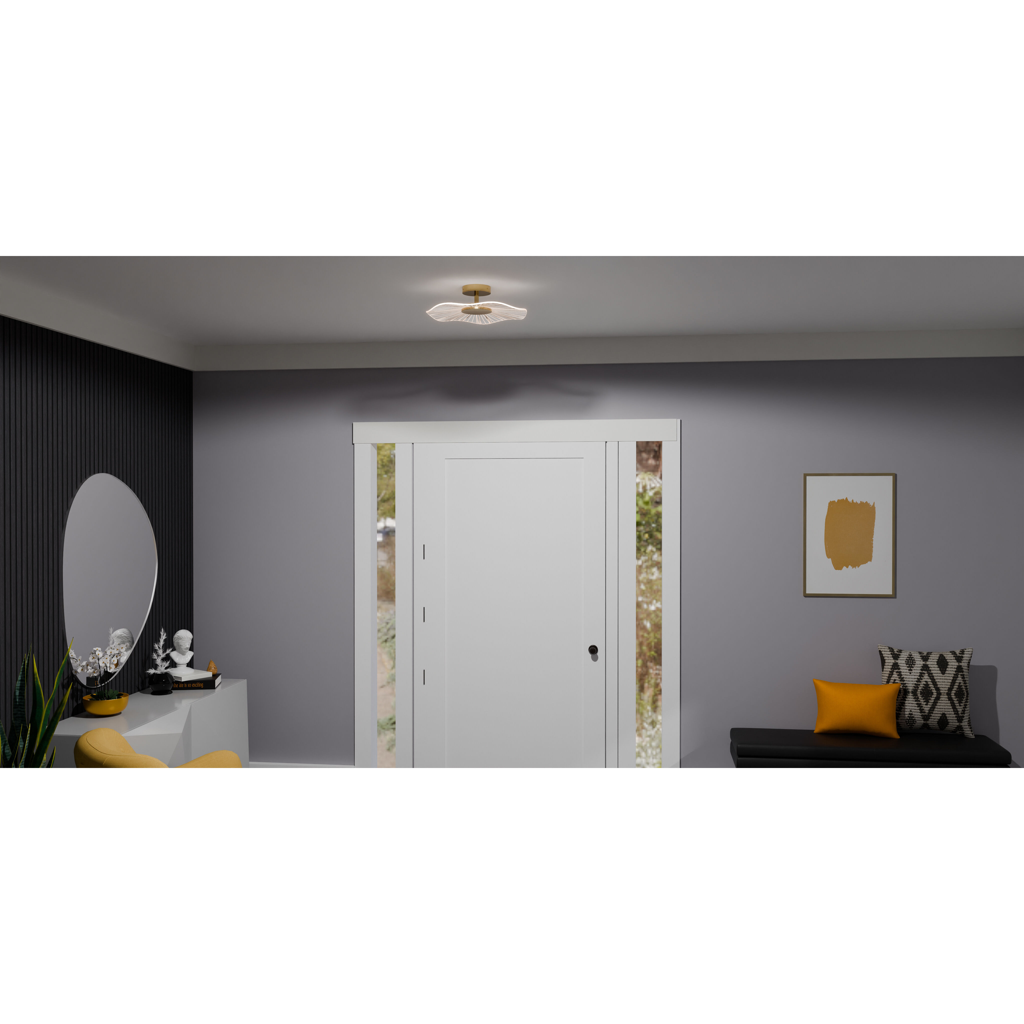 Ibis LED 17.5 inch Brushed Gold Semi-Flush Mount Ceiling Light, Large