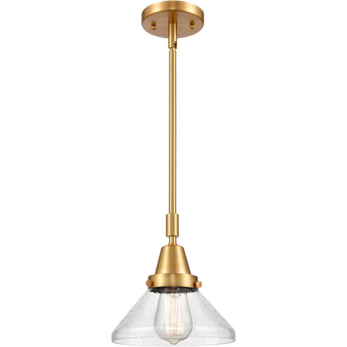 Franklin Restoration Caden LED 8 inch Satin Gold Mini Pendant Ceiling Light in Seedy Glass