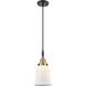 Downtown Urban Canton 1 Light 6 inch Black Antique Brass Mini Pendant Ceiling Light in Matte White