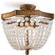 Frosted Crystal Bead 4 Light 18 inch Antique Gold Flush Mount Ceiling Light, Semi Flush Mount