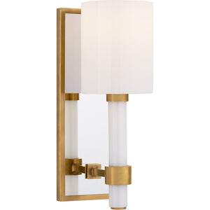 Suzanne Kasler Maribelle 1 Light 4.25 inch Hand-Rubbed Antique Brass Single Sconce Wall Light in White Glass