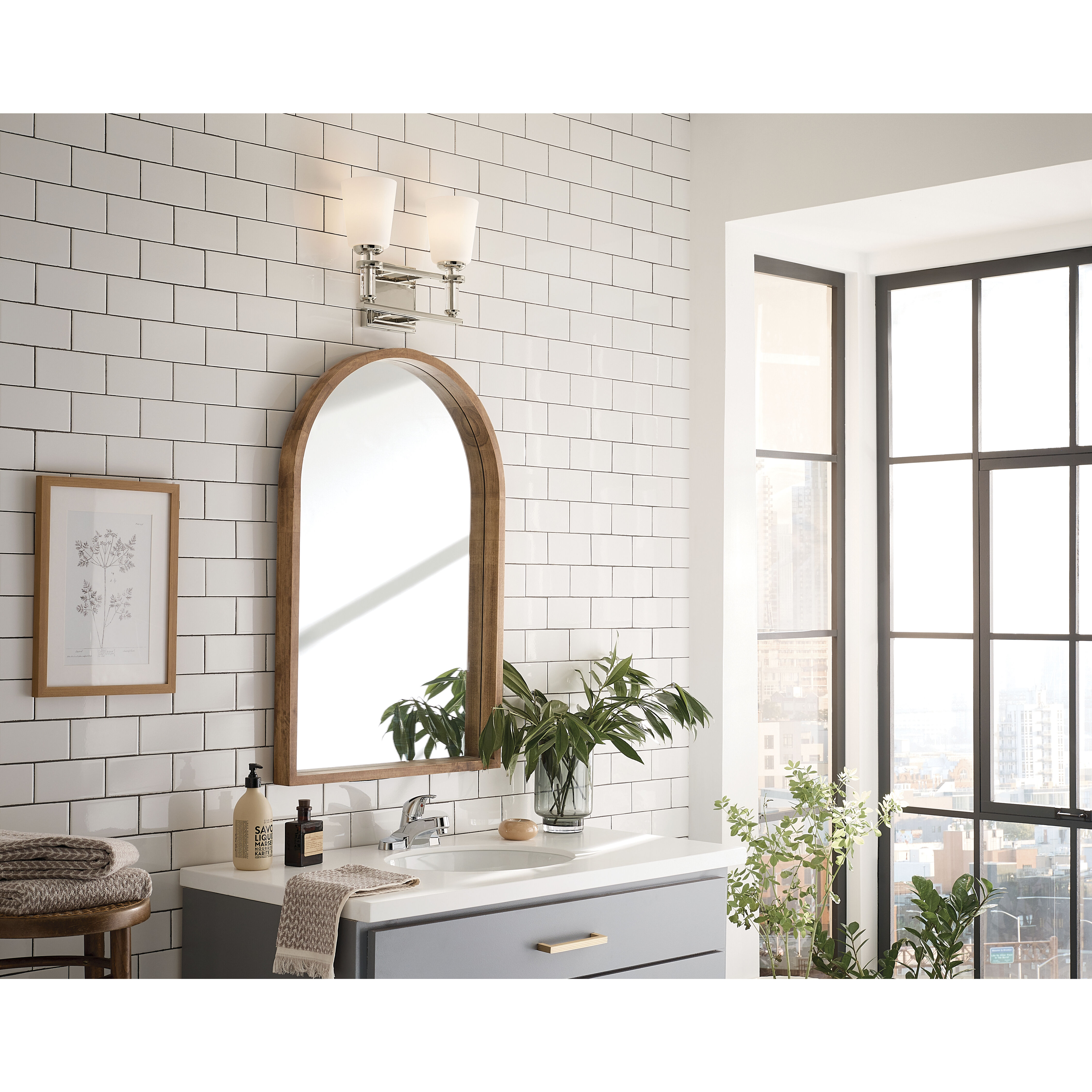 Rosalind 2 Light 14.25 inch Polished Nickel Bath Vanity Light Wall Light