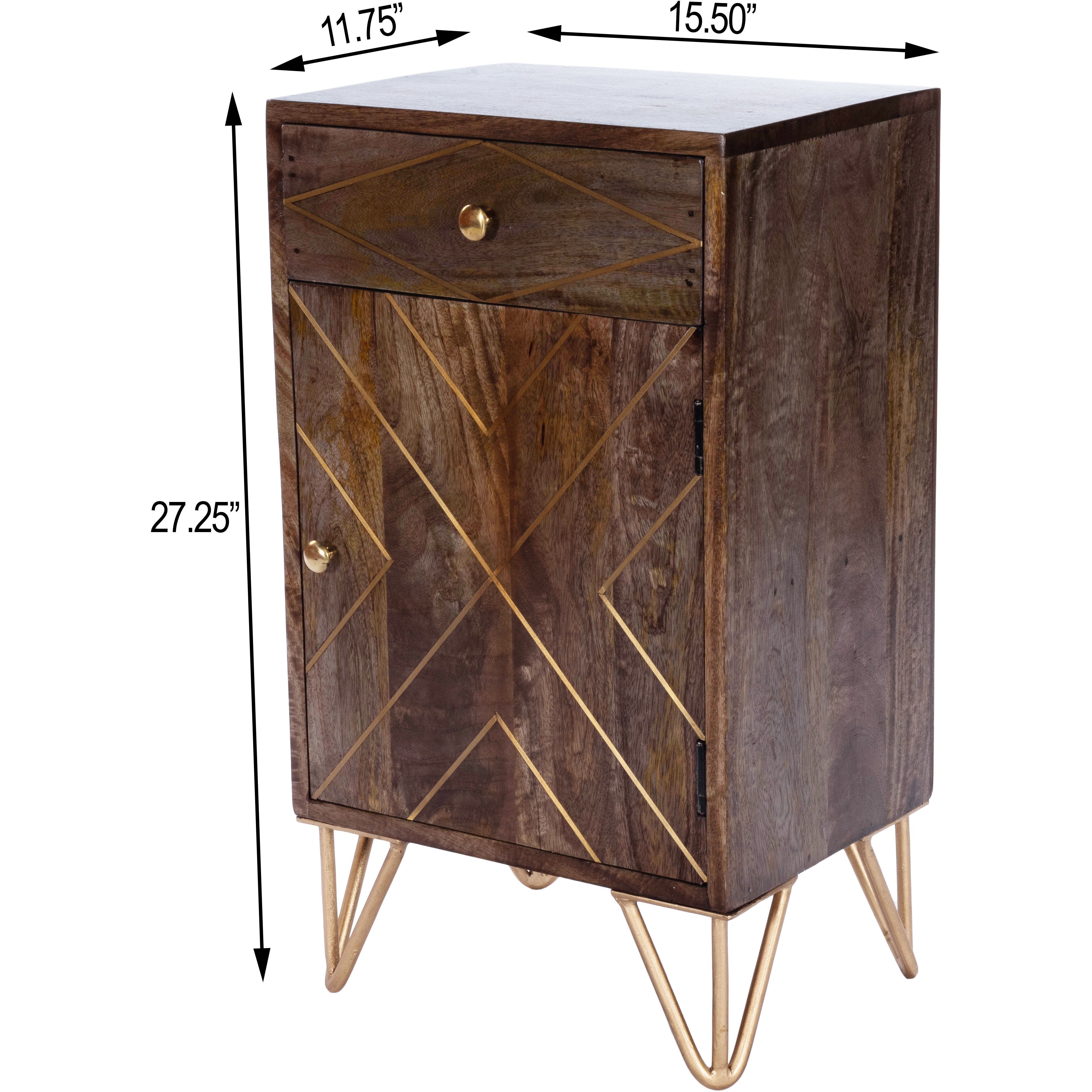 Alda Wood & Brass Metal Inlay Dresser or Chest