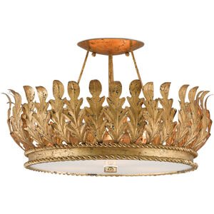 Biddulph 3 Light 18.5 inch Gold Leaf Semi-Flush Mount Ceiling Light, Bunny Williams Collection