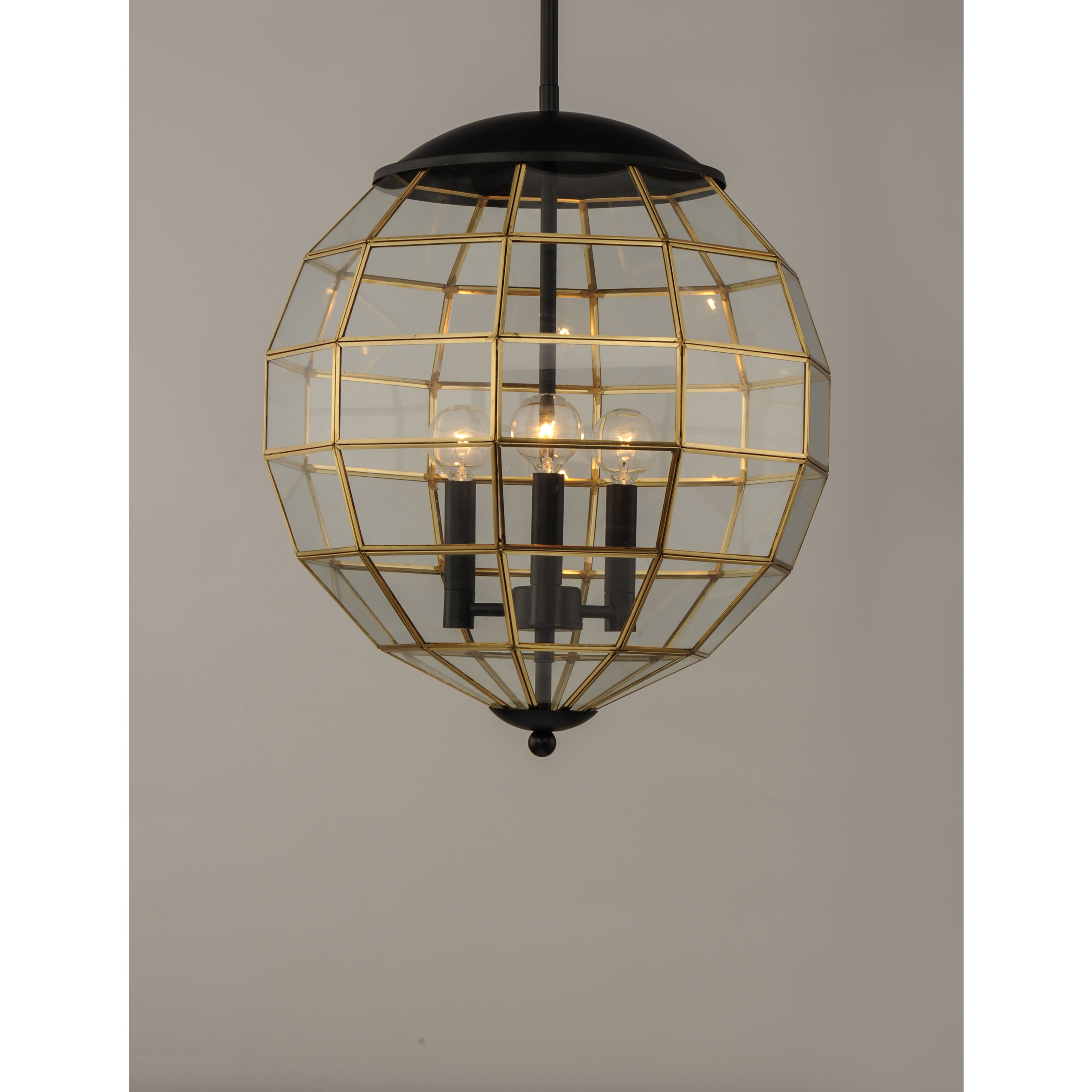 Heirloom 3 Light 16 inch Black/Burnished Brass Multi-Light Pendant Ceiling Light