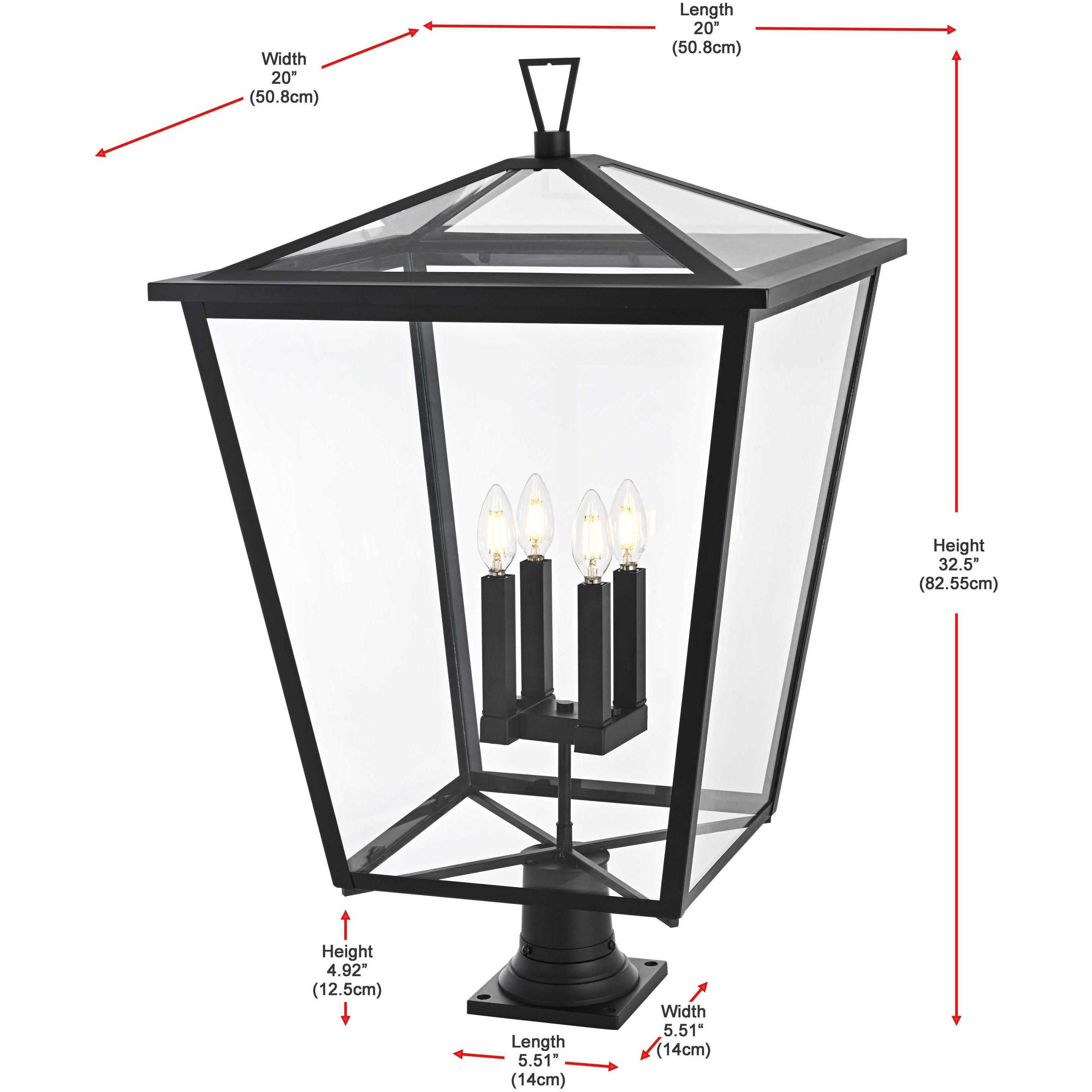 Oxford 4 Light 32.5 inch Black Outdoor Post Light