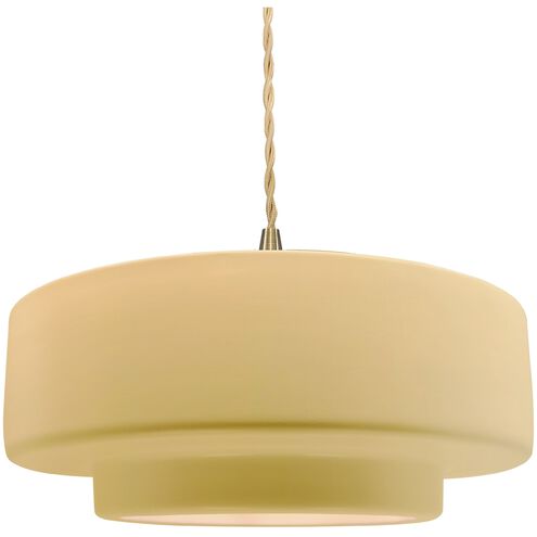 Radiance 1 Light 14.5 inch Muted Yellow and Brushed Brass Pendant Ceiling Light