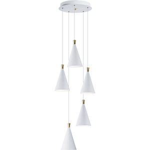 Norsk LED 15.25 inch White and Metallic Gold Multi-Light Pendant Ceiling Light