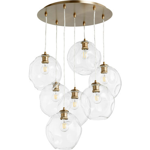 Numen 7 Light 21 inch Aged Brass Pendant Ceiling Light