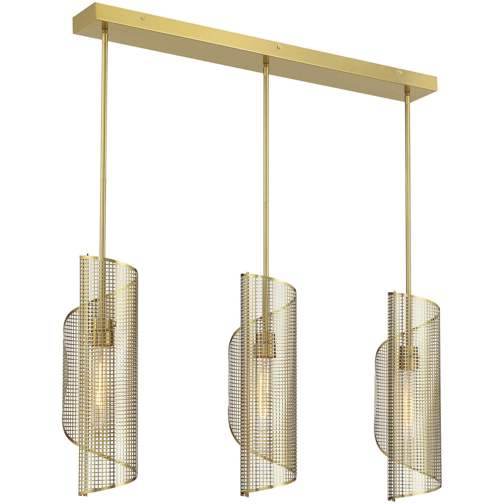 Hillbourne Linear Chandelier Ceiling Light in Warm Brass