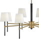 Saunders 8 Light 40 inch Black with Lacquered Brass Chandelier Ceiling Light