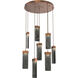 Parallel LED 24 inch Burnished Bronze Chandelier Ceiling Light in Clear Granite, 2700K LED, Round Multi-Port