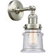 Franklin Restoration Small Canton LED 6.5 inch Brushed Satin Nickel Sconce Wall Light in Seedy Glass, Franklin Restoration