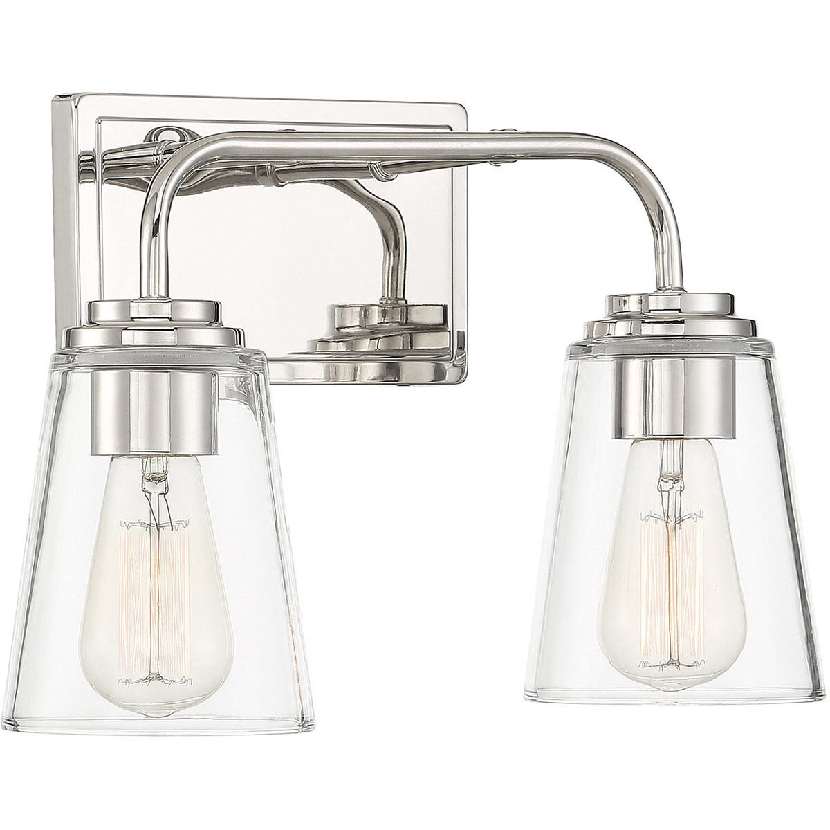 Transitional 2 Light 15 inch Polished Nickel Bathroom Vanity Light Wall Light