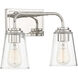 Transitional 2 Light 15 inch Polished Nickel Bathroom Vanity Light Wall Light