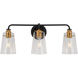 Ronna 3 Light 25 inch Black and Soft Gold Bath & Vanity Wall Light
