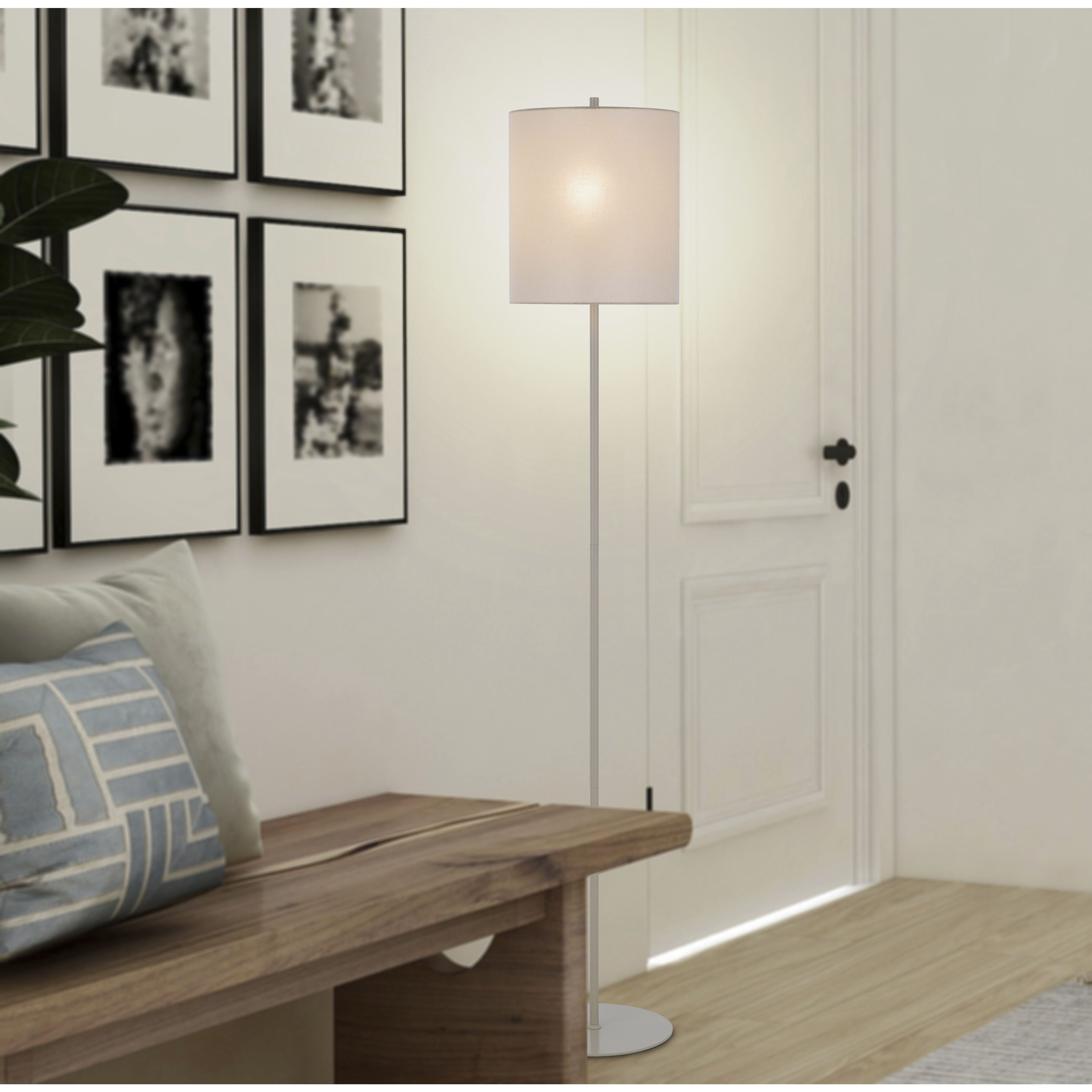 Pole 63 inch 100.00 watt Painted Silver Floor Lamp Portable Light