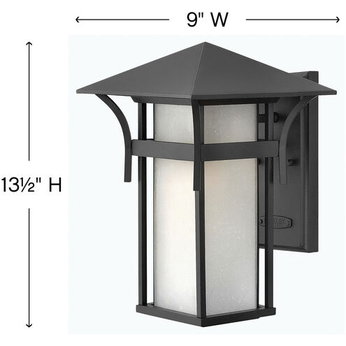 Estate Series Harbor LED 14 inch Satin Black Outdoor Wall Mount Lantern, Medium